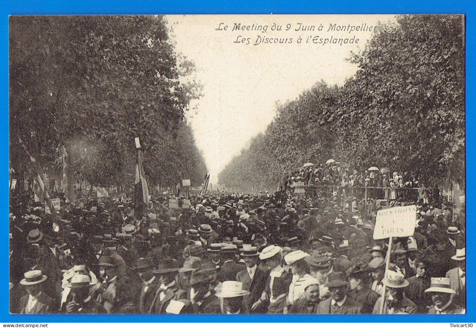 CPA HERAULT (34) - MEETING VITICOLE DE MONTPELLIER - 9 JUIN 1907 - LES DISCOURS A L'ESPLANADE - CLICHE SAPHET - Montpellier