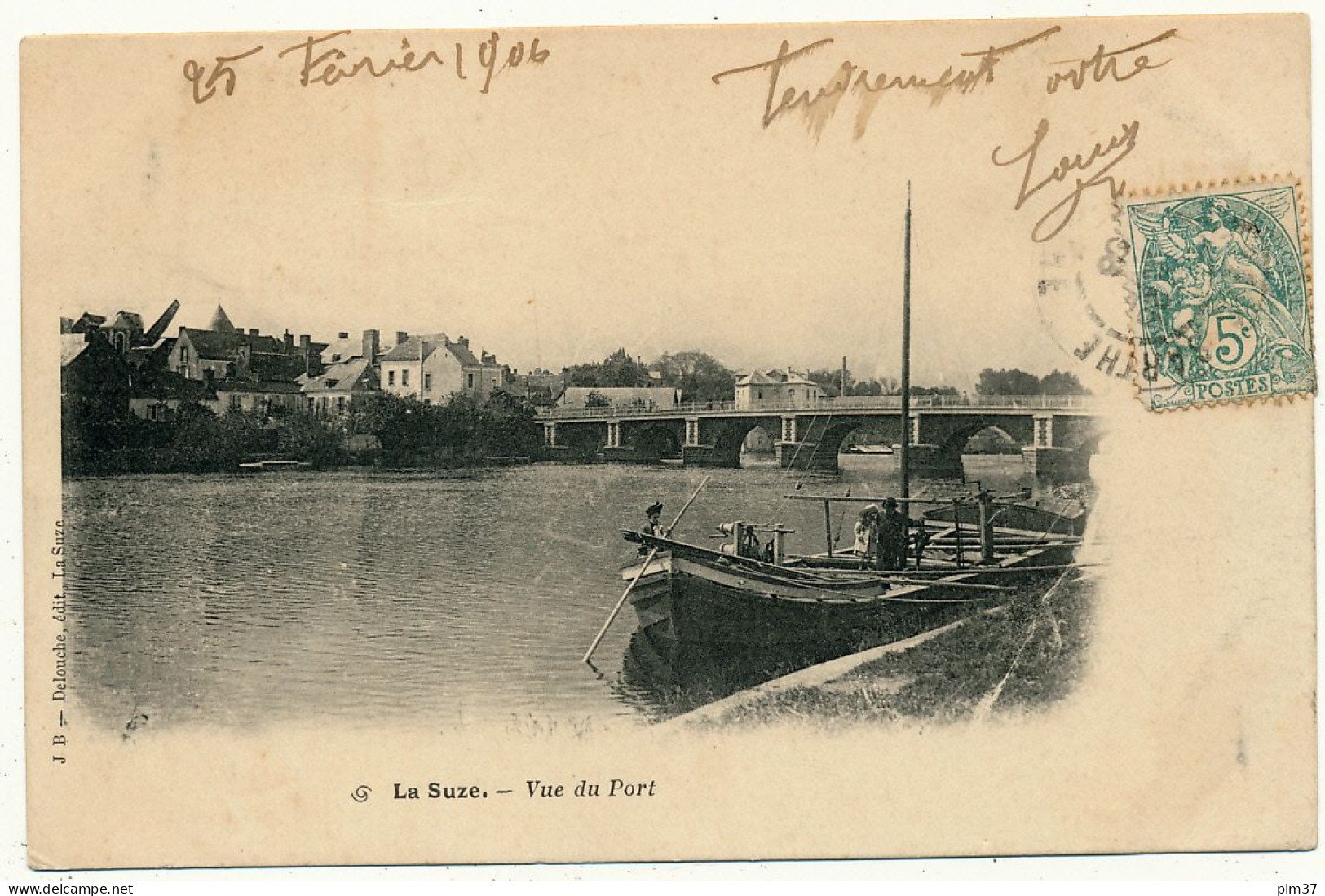 LA SUZE - Vue Du Pont, Péniche - La Suze Sur Sarthe