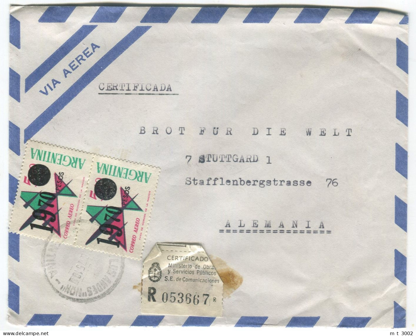 Registered Cover Argentina 1975 Overprint - Briefe U. Dokumente