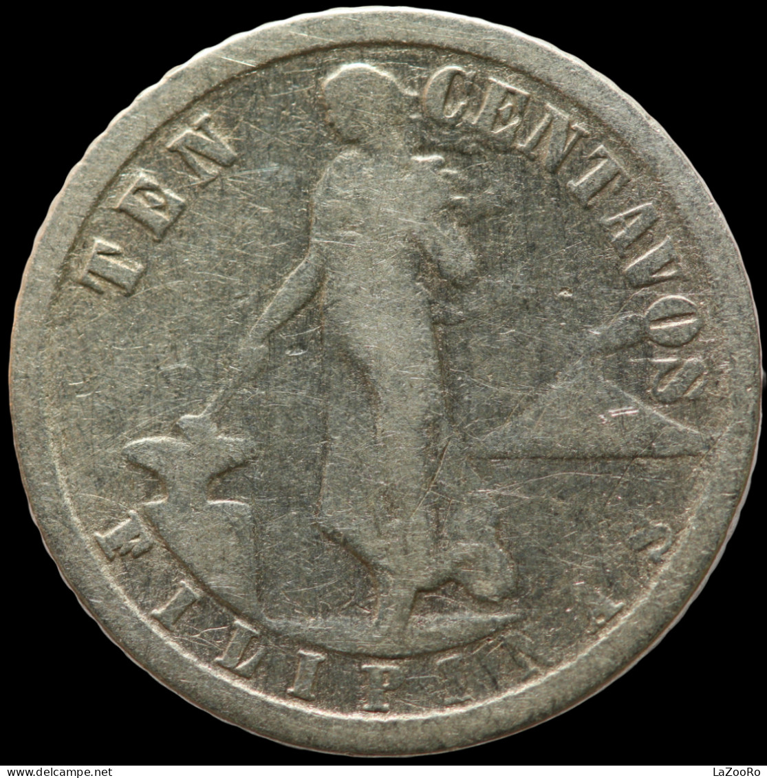 LaZooRo: Philippines 10 Centavos 1921 F / VF - Silver - Philippinen