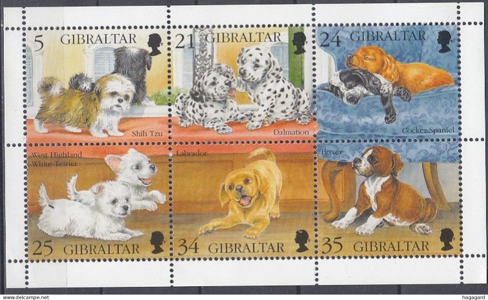 Gibraltar 1996. Puppies. Sheetlet. Michel 749-54. MNH(**) - Gibraltar