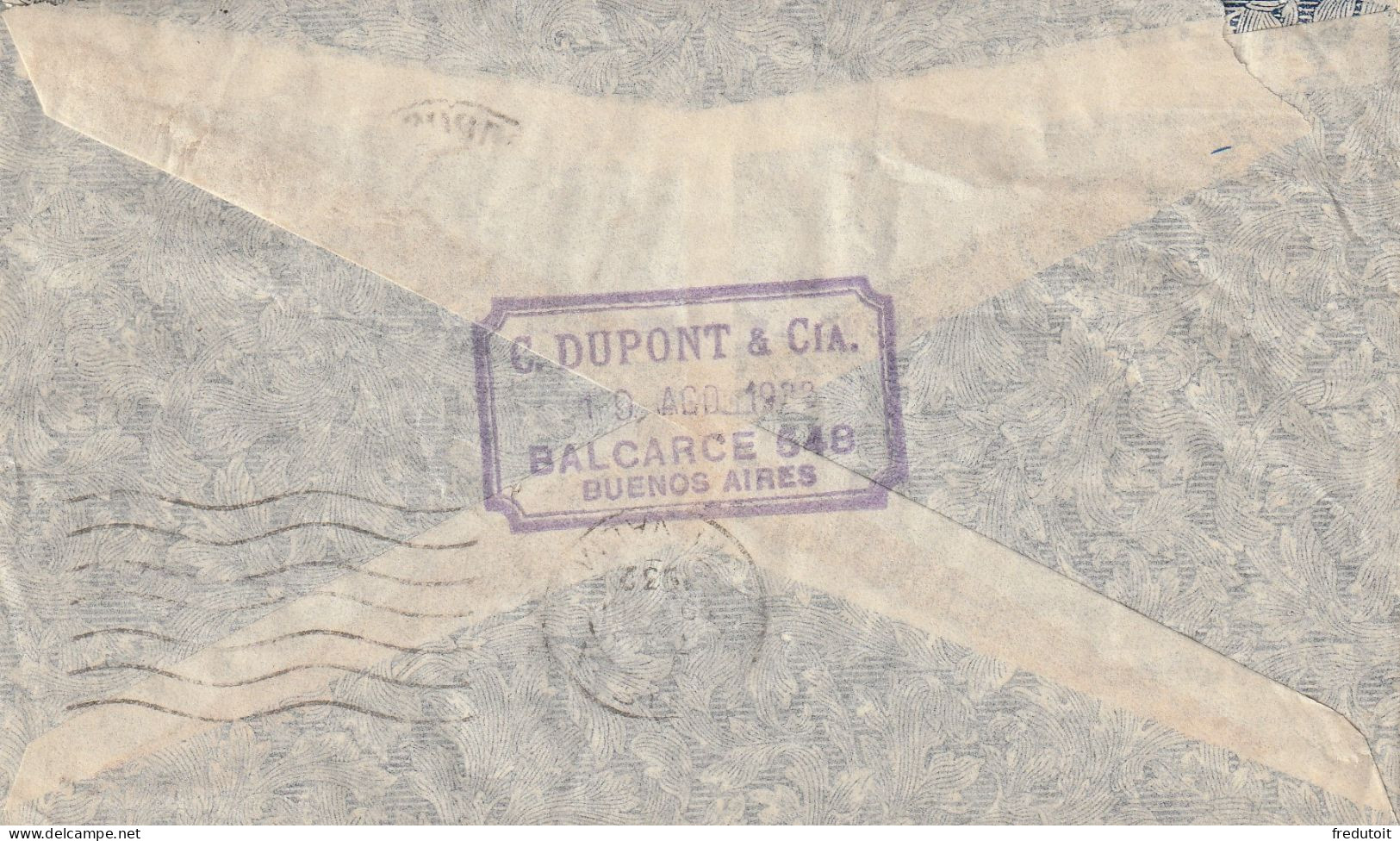 ARGENTINE - LETTRE - Bueno Aires Le 19/08/1932 Pour Paris - Luftpost