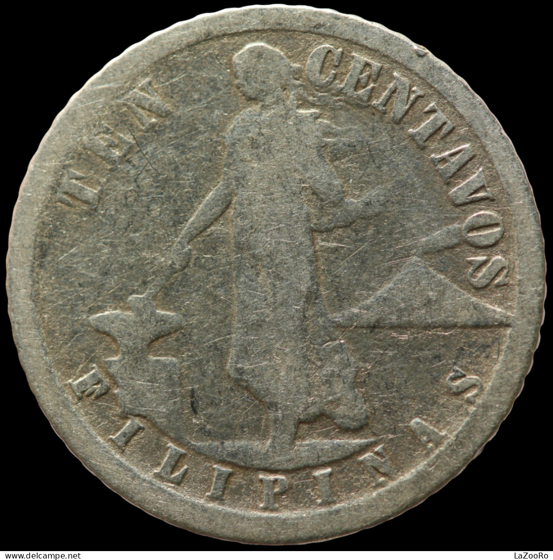 LaZooRo: Philippines 10 Centavos 1929 F / VF - Silver - Philippines