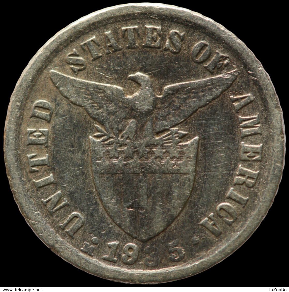 LaZooRo: Philippines 10 Centavos 1935 F / VF - Silver - Filippijnen