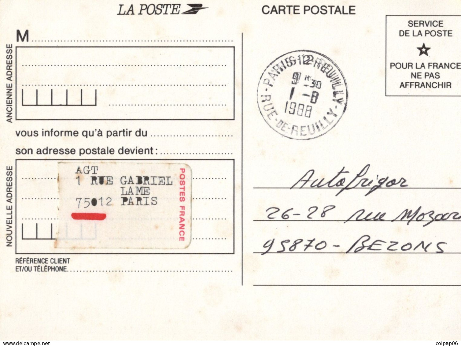 Déménagement - Changement D'adresse - Service Gratuit De La Poste - Official Stationery