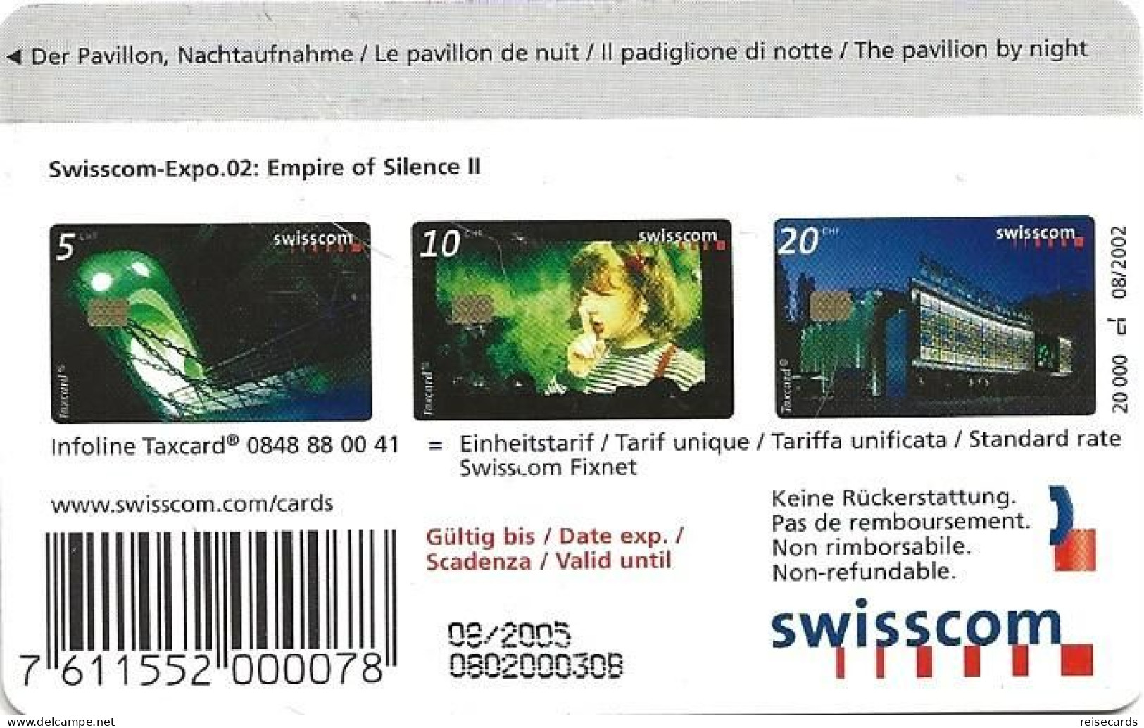 Switzerland: Swisscom CP129 Swisscom-Expo 02 - Der Pavillon - Schweiz