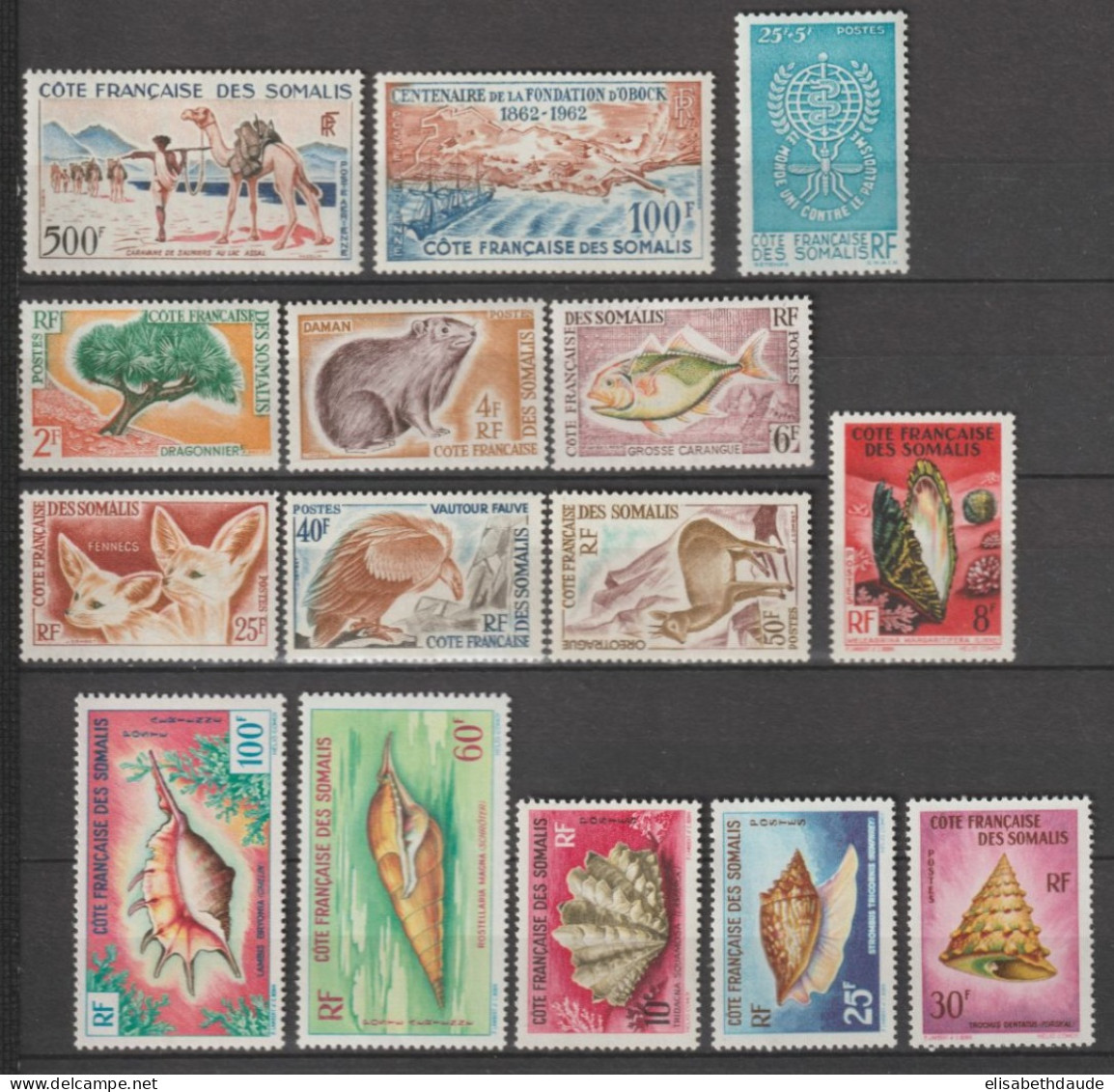 COTE DES SOMALIS - 1962 - ANNEE COMPLETE AVEC POSTE AERIENNE YVERT N°304/314+A29/32 ** MNH - COTE = 154 EUR. - Ongebruikt