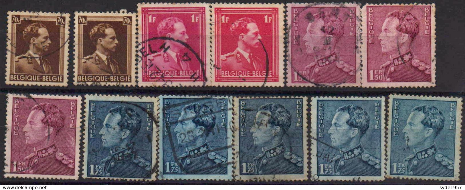 Belgique 1936 : Leopold III (col Ouvert)  COB 427 à 435 (22 Timbres) Oblitérés - 1936-1957 Open Kraag