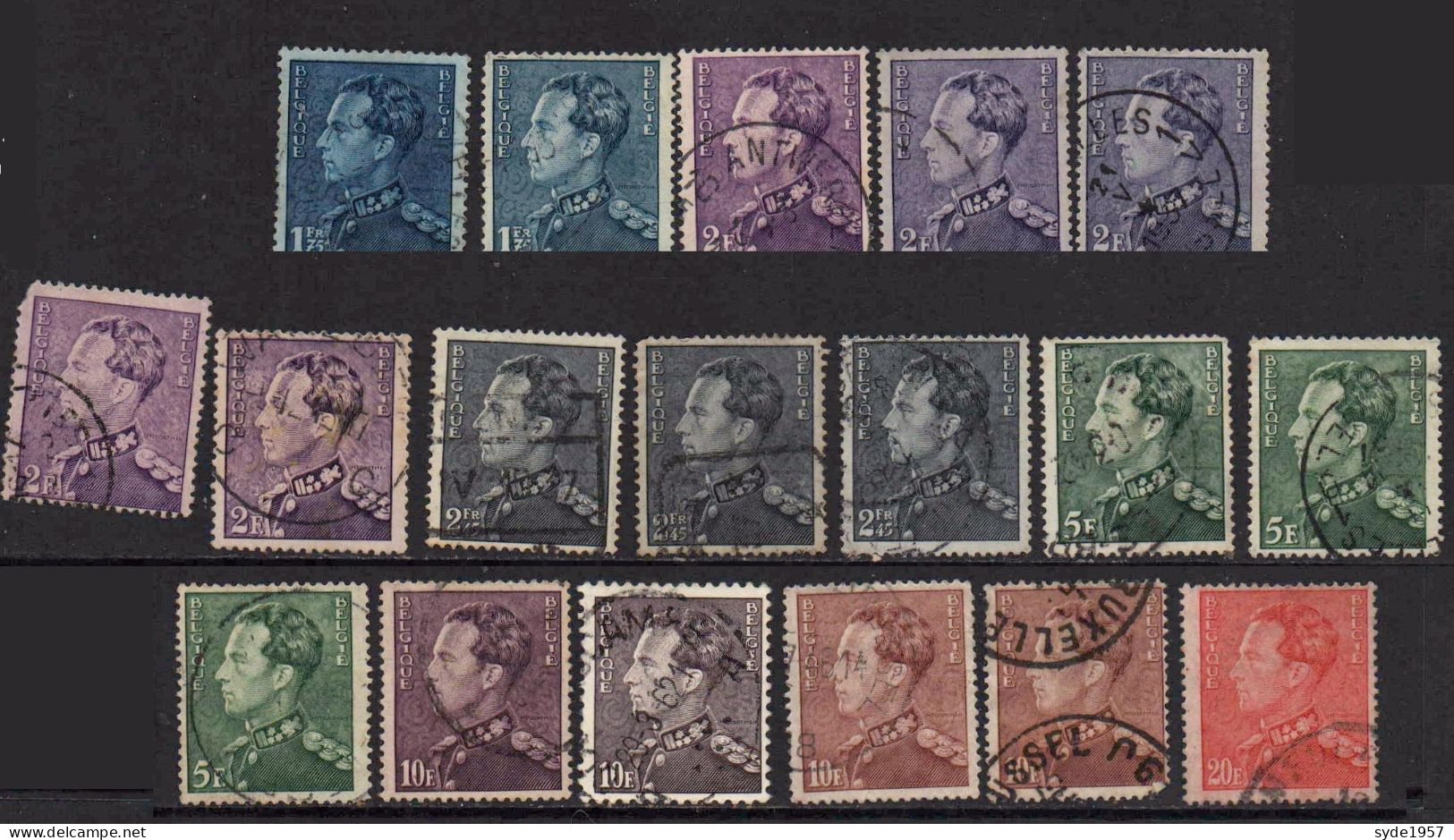 Belgique 1936 : Leopold III (col Ouvert)  COB 427 à 435 (22 Timbres) Oblitérés - 1936-1957 Open Collar