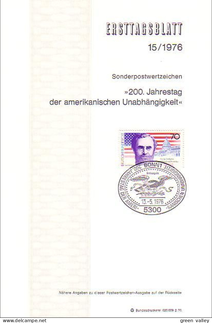 Germany 200th USA Independence FDC Cover ( A80 920b) - Indépendance USA