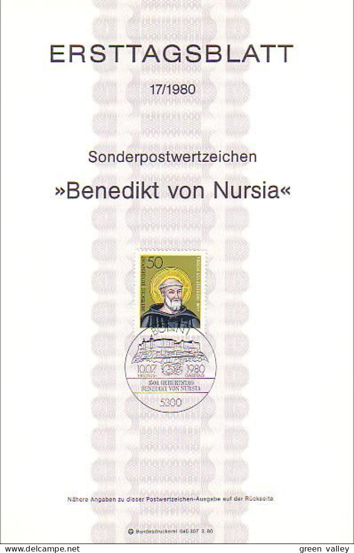 Germany Benedikt Von Nursia FDC Cover ( A80 919) - Cristianismo