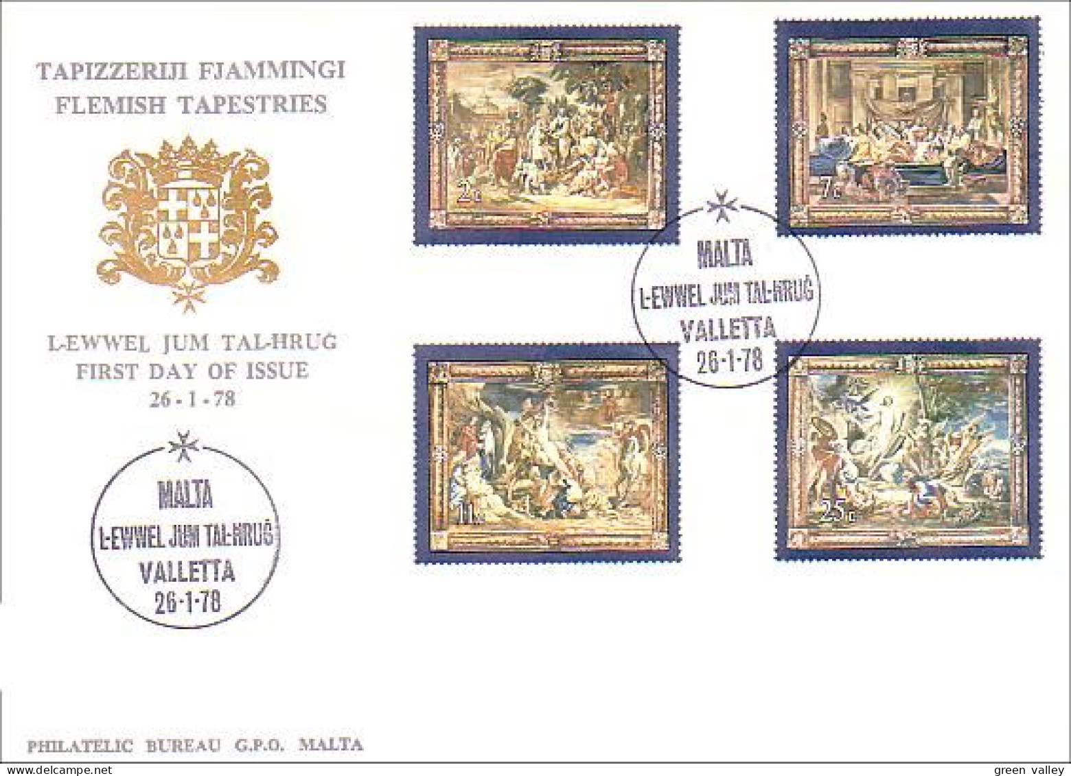 Malte Tableaux Ecole Flamande Flemish Tapestries Paintings 26-1-78 FDC Cover ( A80 906) - Religion