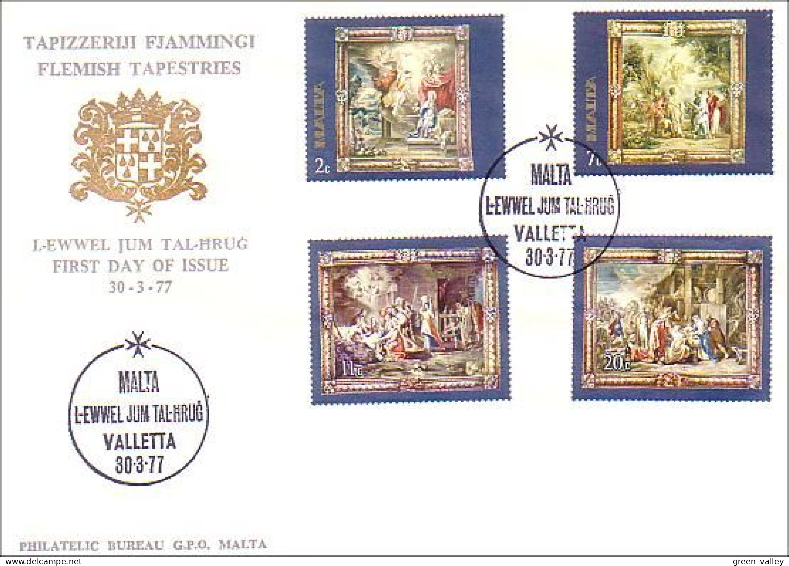 Malte Tableaux Ecole Flamande Flemish Tapestries Paintings 30-3-77 FDC Cover ( A80 905) - Religión