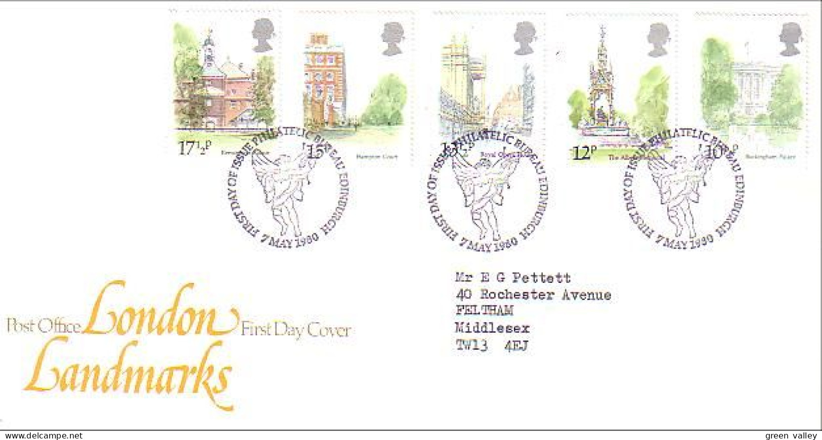 British London Landmarks Monuments Britanniques 1980 Complete Set On FDC Cover ( A80 724) - 1971-1980 Decimal Issues