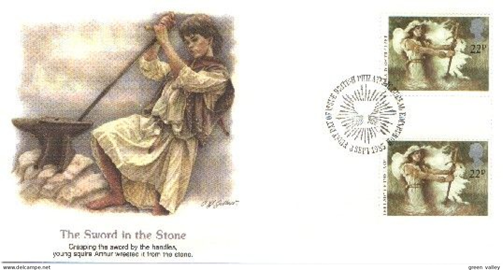 The Sword In The Stone In Gutter Pairs On FDC Cover ( A80 659) - Vrijmetselarij