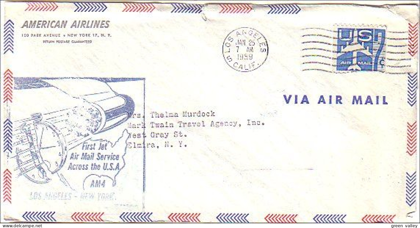 US American Airlines First Mail Los Angeles - New York ( A80 368) - Schmuck-FDC
