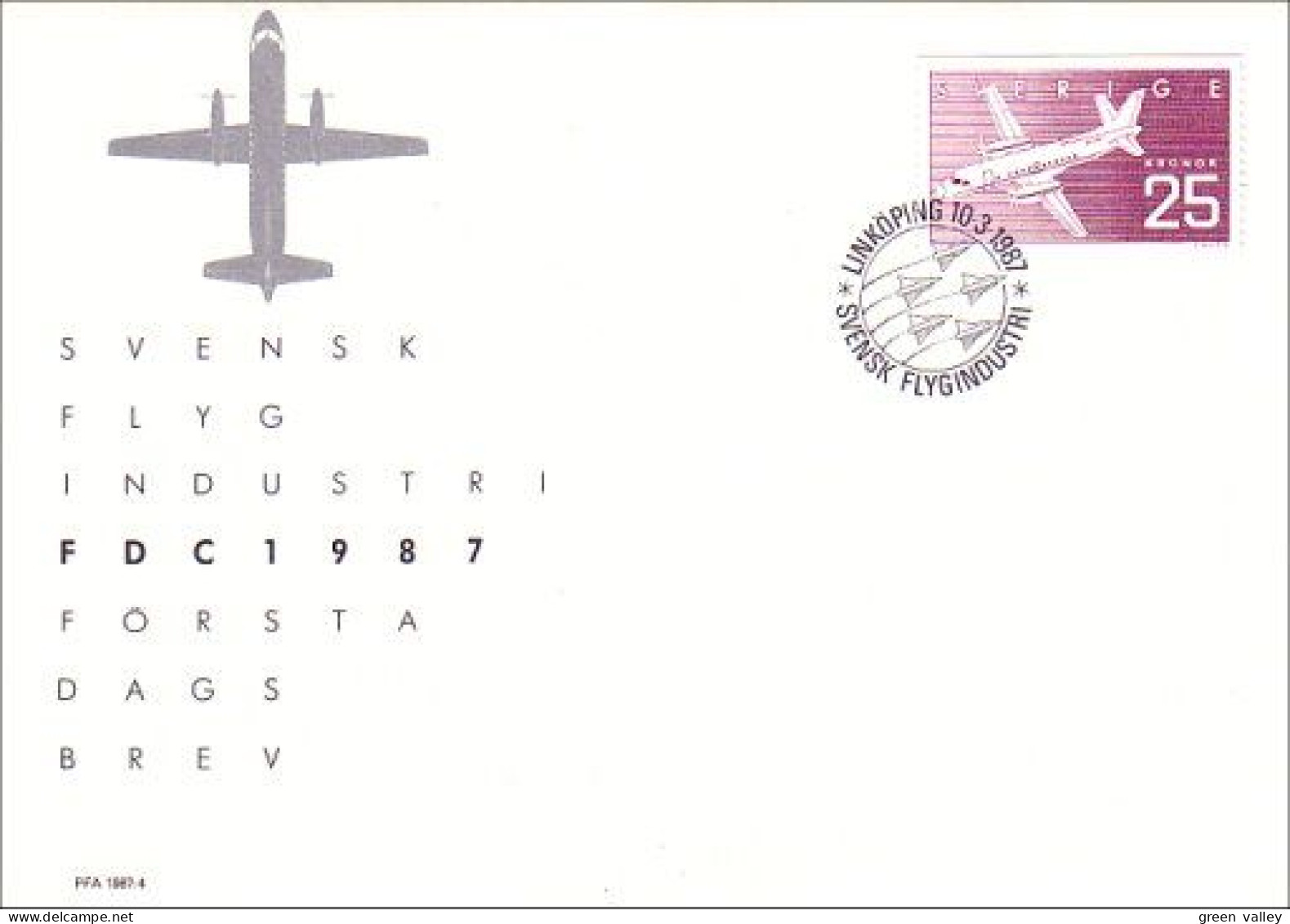 Sweden Avion Airplane FDC Cover ( A80 24a) - FDC