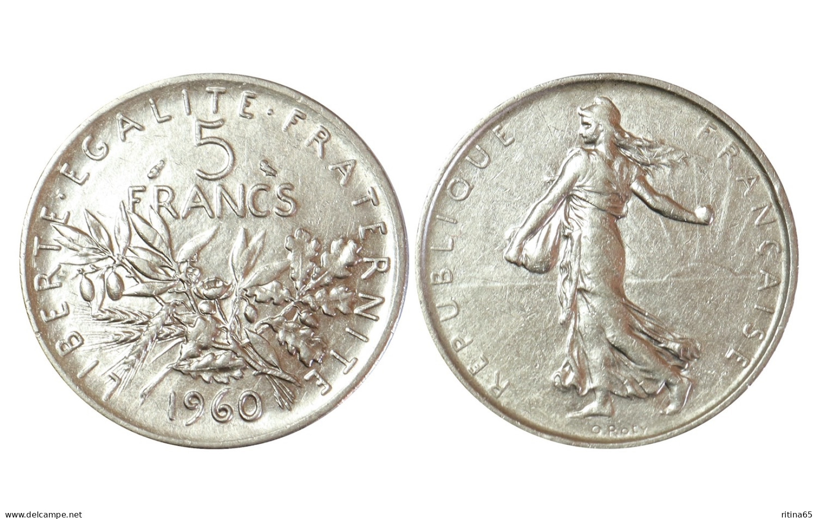 FRANCIA 5 FRANCS 1960 IN ARGENTO KM# 926 - 5 Francs