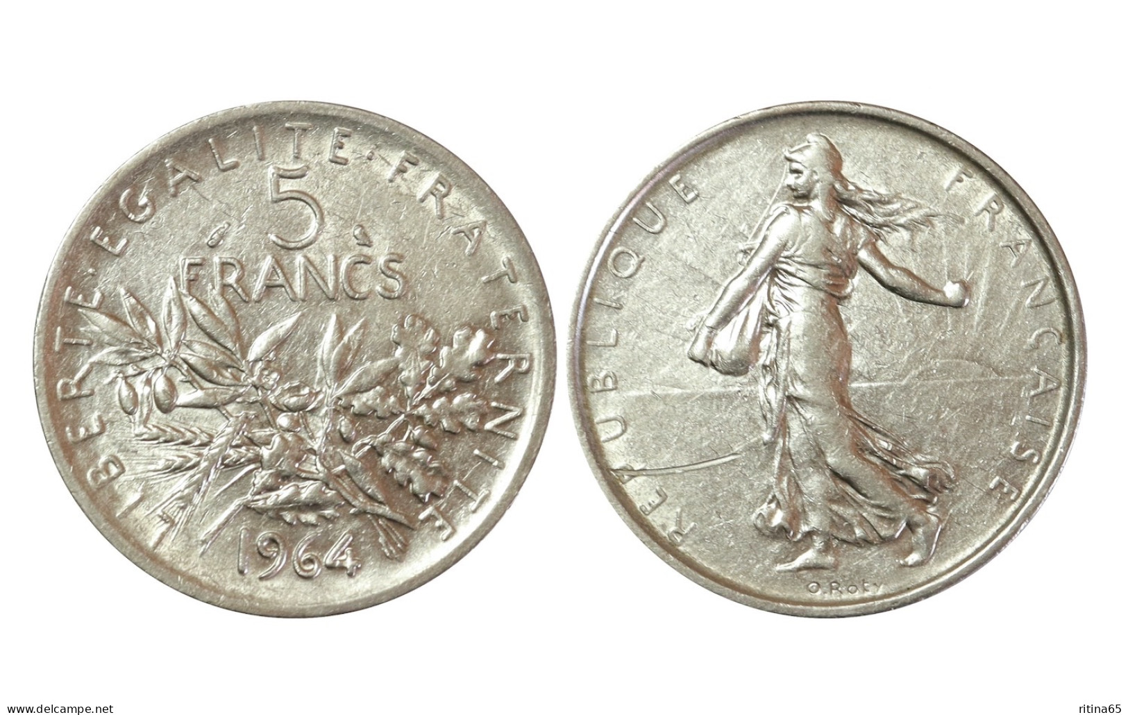 FRANCIA 5 FRANCS 1964 IN ARGENTO KM# 926 - 5 Francs