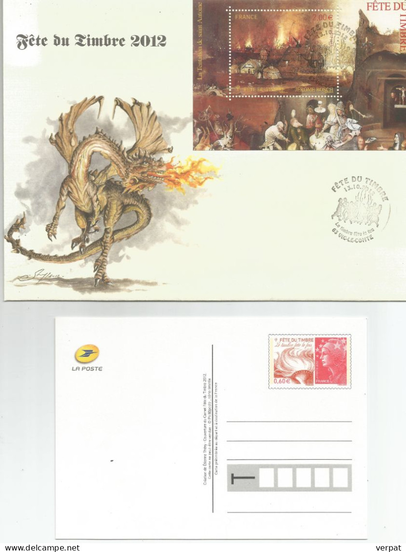 Fete Du Timbre 2012 LOT  Envellope, Entier Postal, Bloc, Carte Postale - Otros & Sin Clasificación