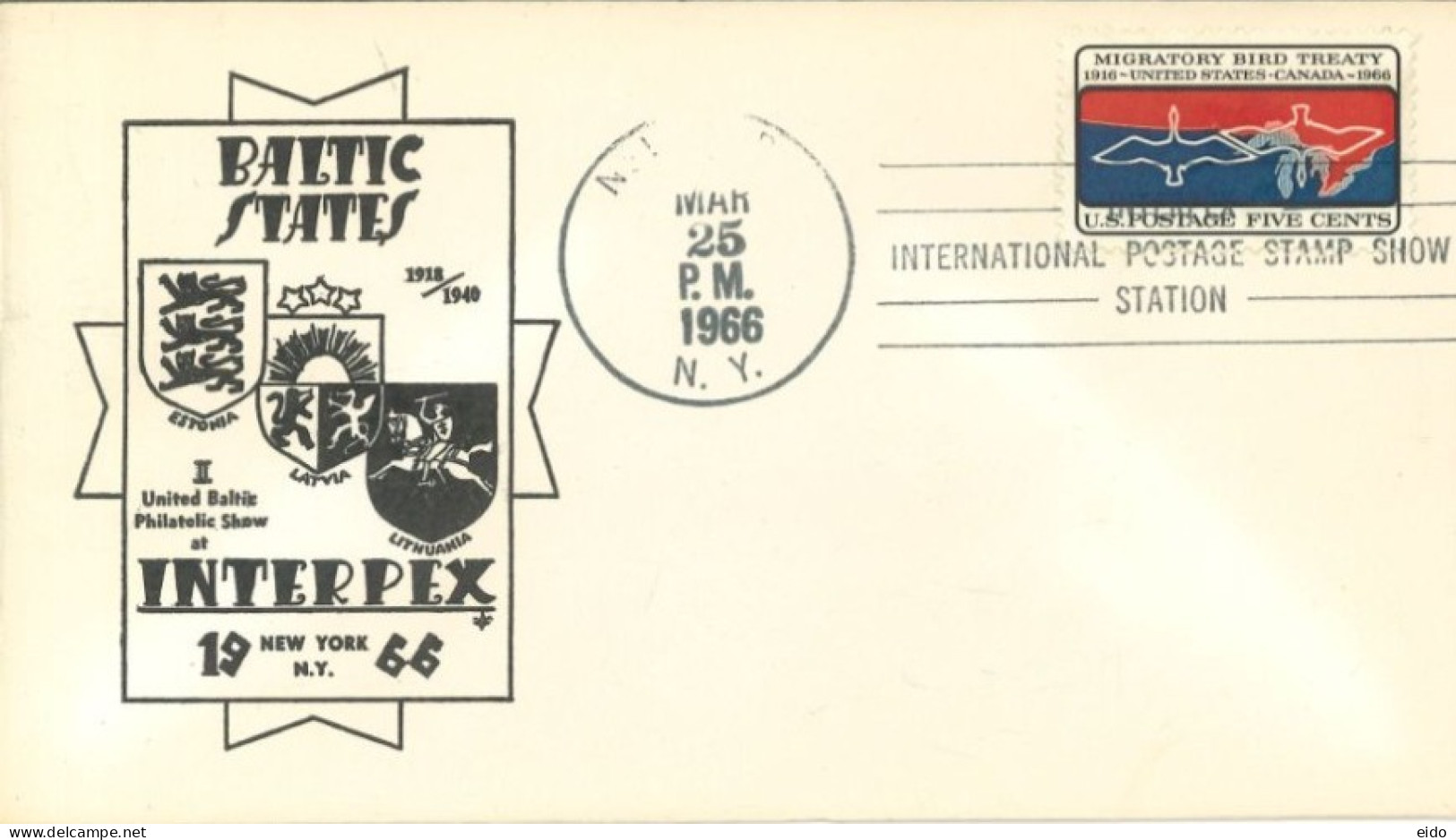 U.S.A.. -1966 -  OFFICIAL STAMP COVER OF BALTIC STATES, INTERPEX . - Covers & Documents