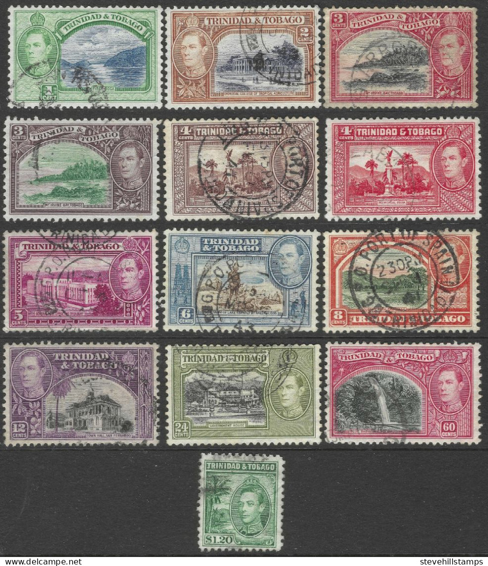 Trinidad & Tobago. 1938-44 King George VI. 13 Used Values To $1.20. SG 246etc. M2123 - Trinidad & Tobago (...-1961)