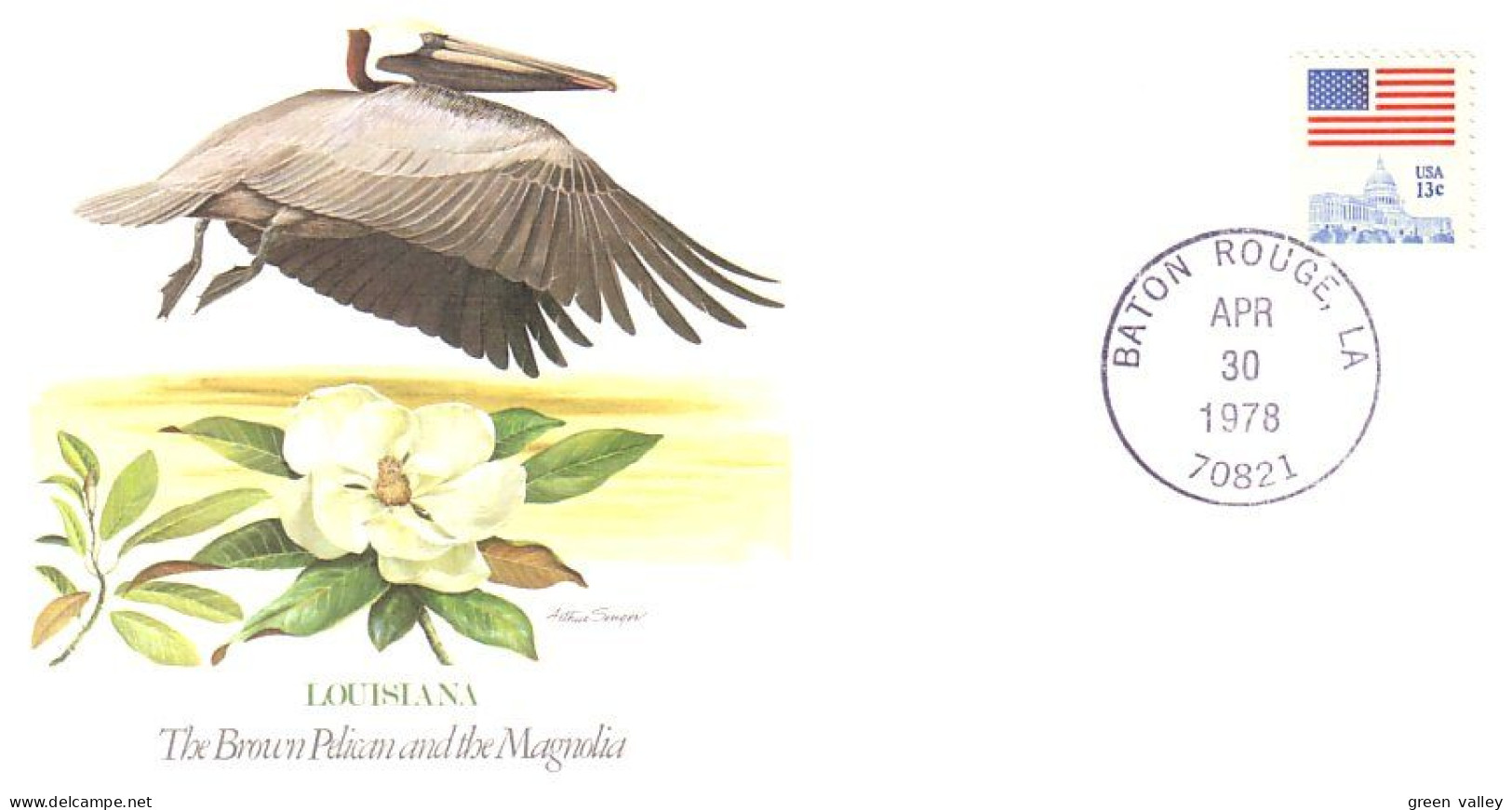 Louisiana Magnolia Pelican FDC ( A81 896) - Pelikanen