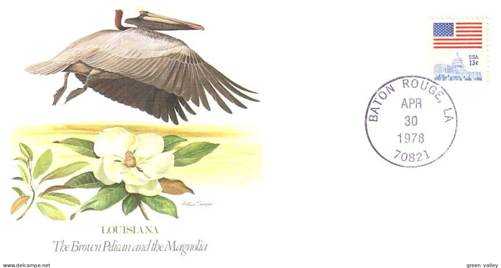 Louisiana Magnolia Pelican FDC ( A81 896) - Pélicans