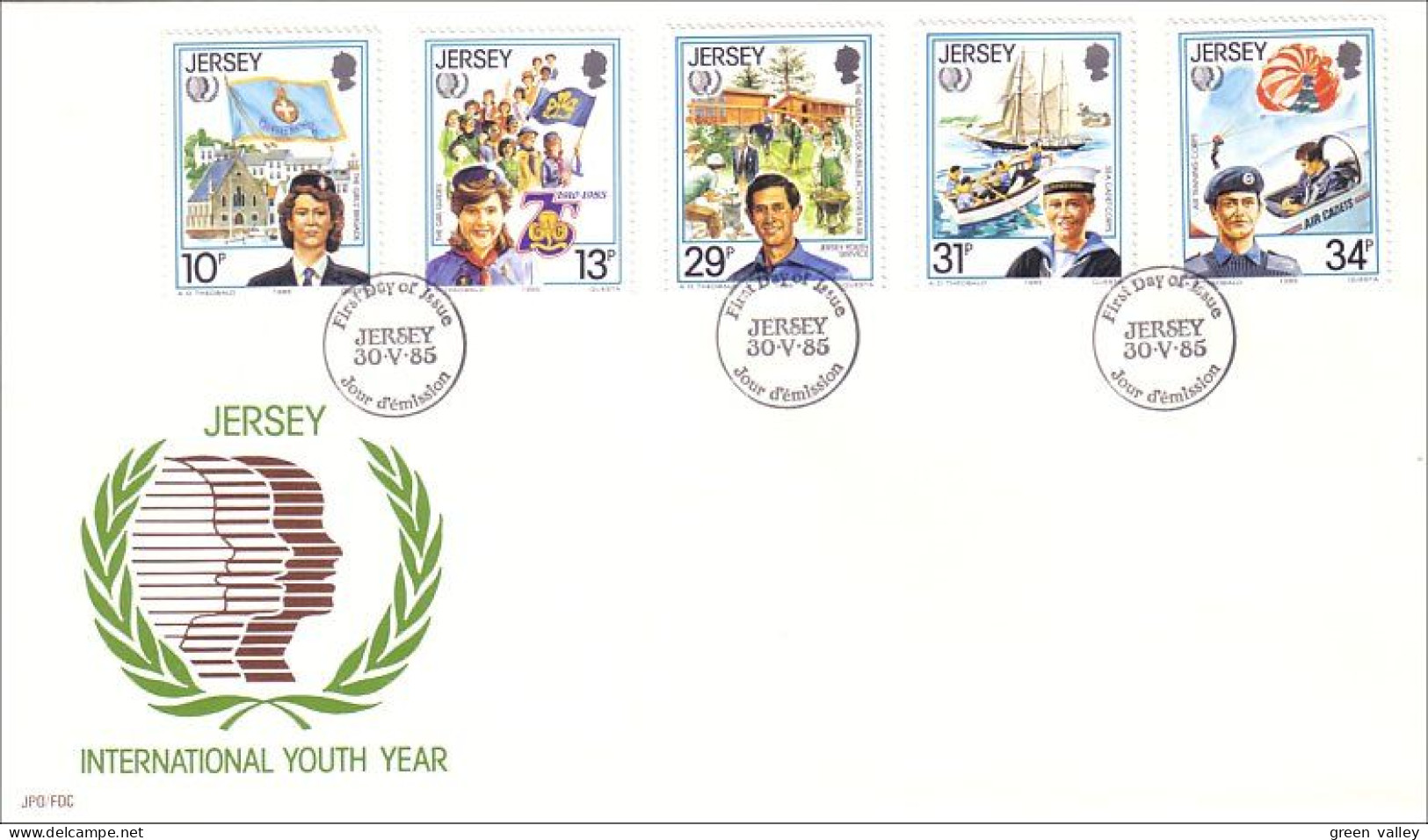 Jersey IYC Guides Scouts Jeannettes Jardinage Gardening Air Cadets Parachute FDC ( A81 770) - Other & Unclassified