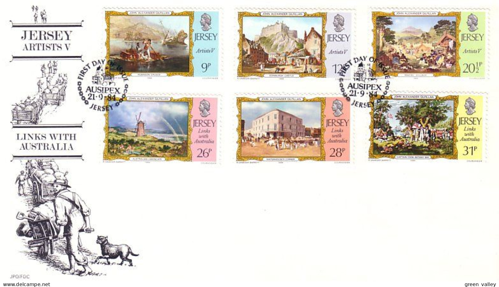 Jersey Moulin A Vent Windmill Cows Vaches Boeufs Oxen FDC ( A81 767) - Molinos