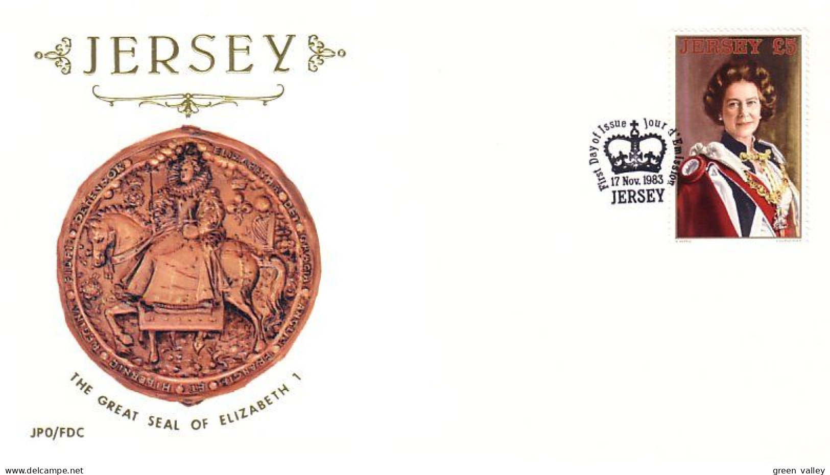 Jersey Queen Elizabeth II Sceau Great Seal FDC ( A81 749c) - Buste