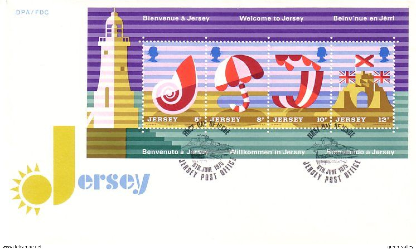 Jersey Feuillet Tourism Plage Sand Beach S/S FDC ( A81 719b) - Covers