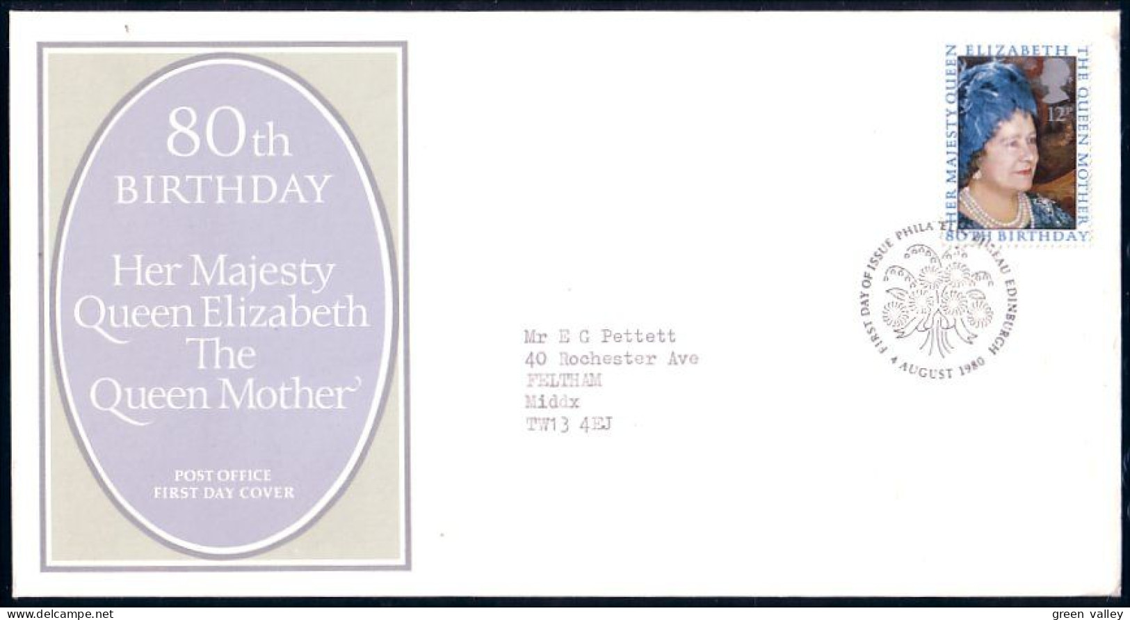 G-B Queen Mother 1980 FDC ( A81 561) - 1971-80 Ediciones Decimal