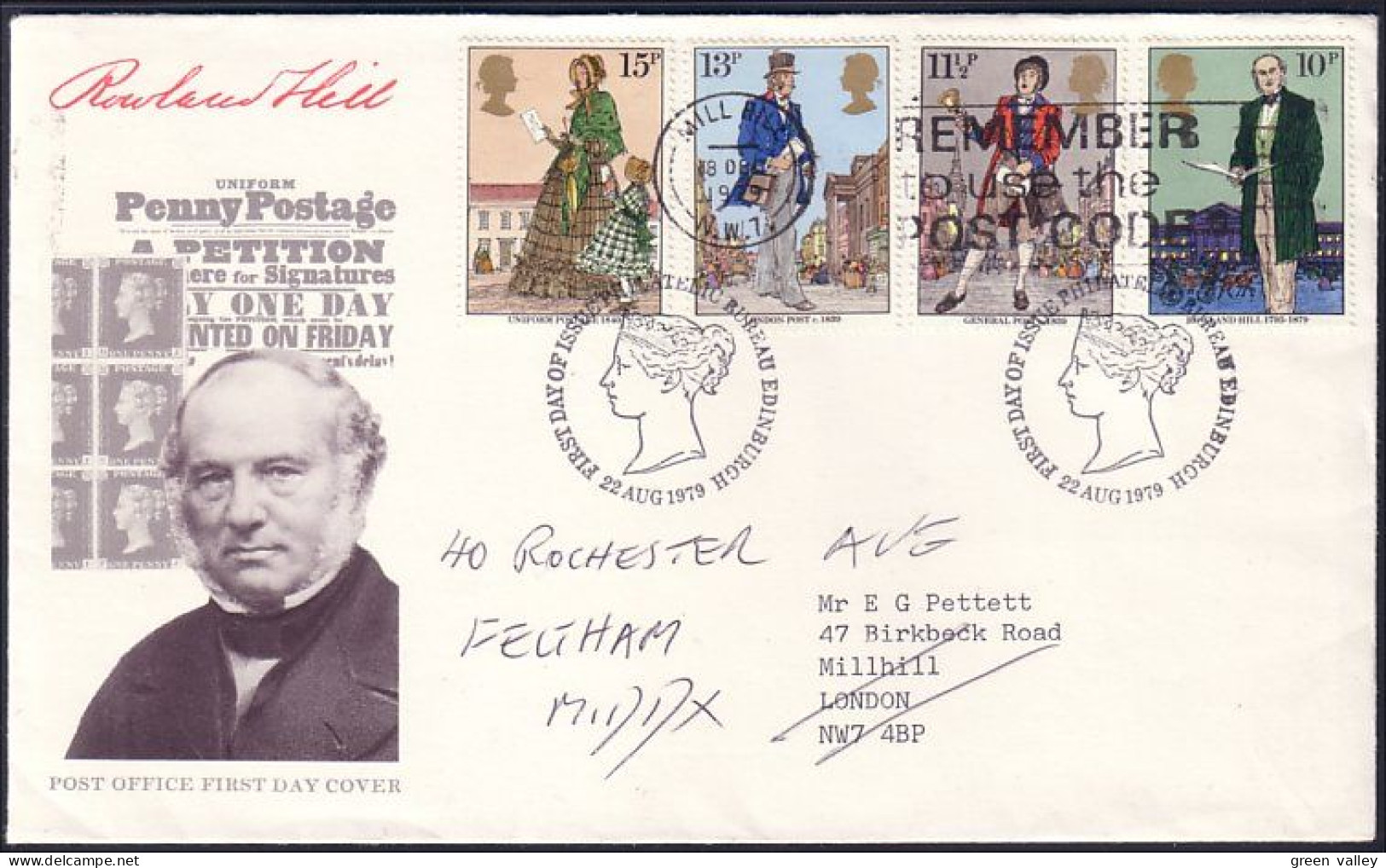 G-B Rowland Hill FDC ( A81 544) - 1971-1980 Decimale  Uitgaven