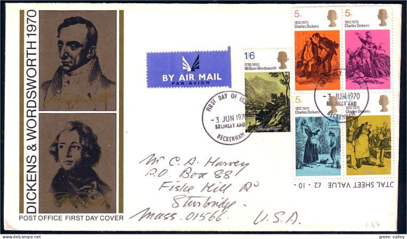 G-B Dickens Brumley And Beckenham FDC ( A81 539) - 1952-71 Ediciones Pre-Decimales