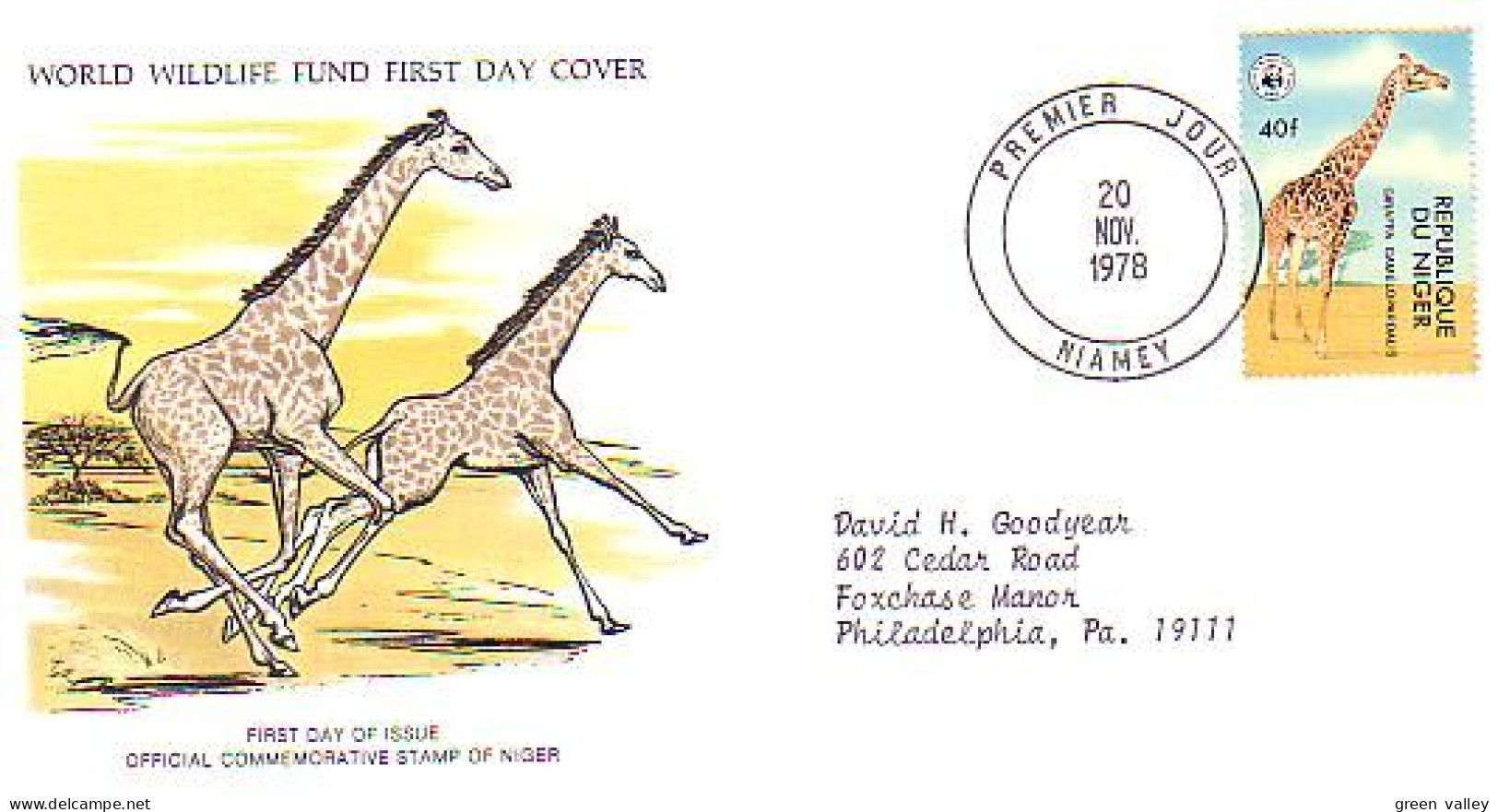 Niger Girafe Giraffe WWF FDC Cover Panda Logo At The Back Logo Du Panda Au Dos ( A81 50) - Giraffes