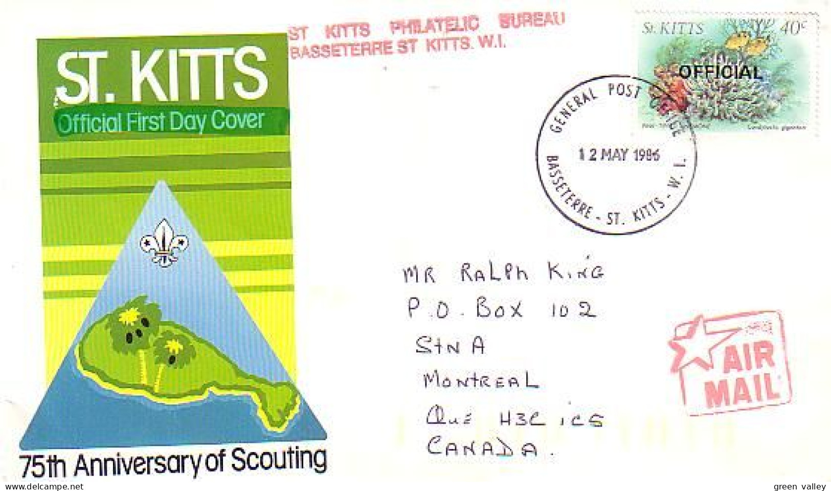 St. Kitts 75th Anniversary Of Scouting Official Stamp FDC ( A81 25) - Other & Unclassified