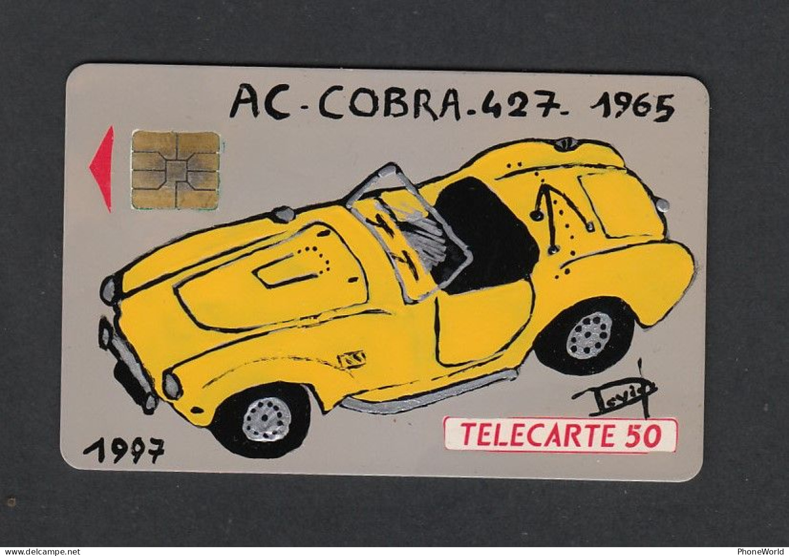France Telecom, Peinture Sur TC!!  AC Cobra 427,  Exempl Unique!!! Avec Signature. - Variedades