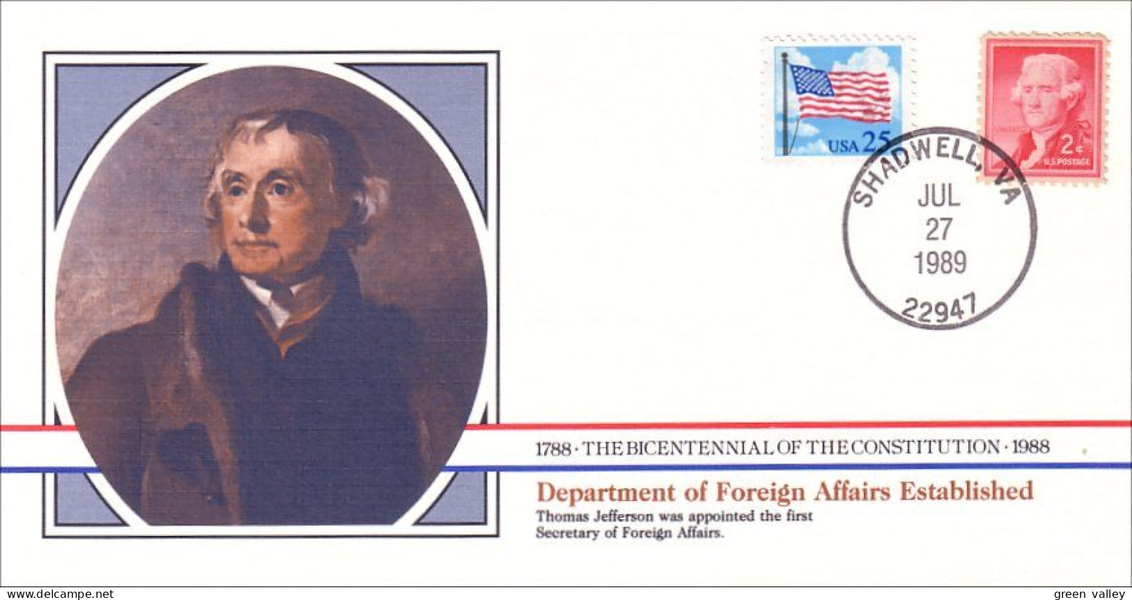 American Constitution Department Foreign Affairs Established Jul 27 1789 Cover ( A82 94) - Us Independence