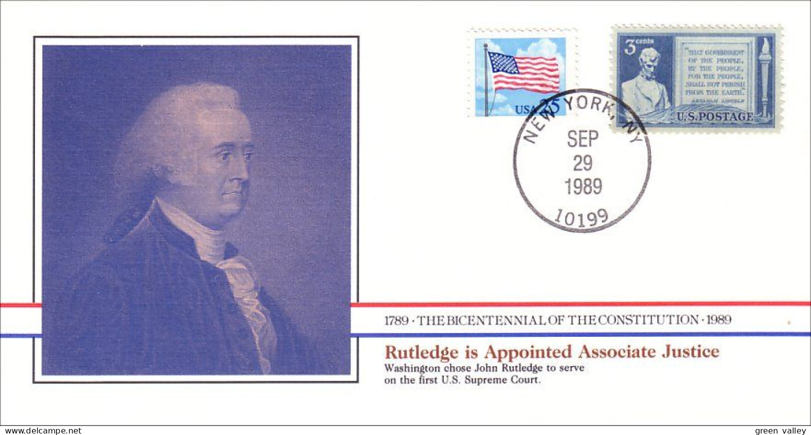 American Constitution Rutledge Appointed Associate Justice Sep 29 1789 Cover ( A82 98) - Onafhankelijkheid USA