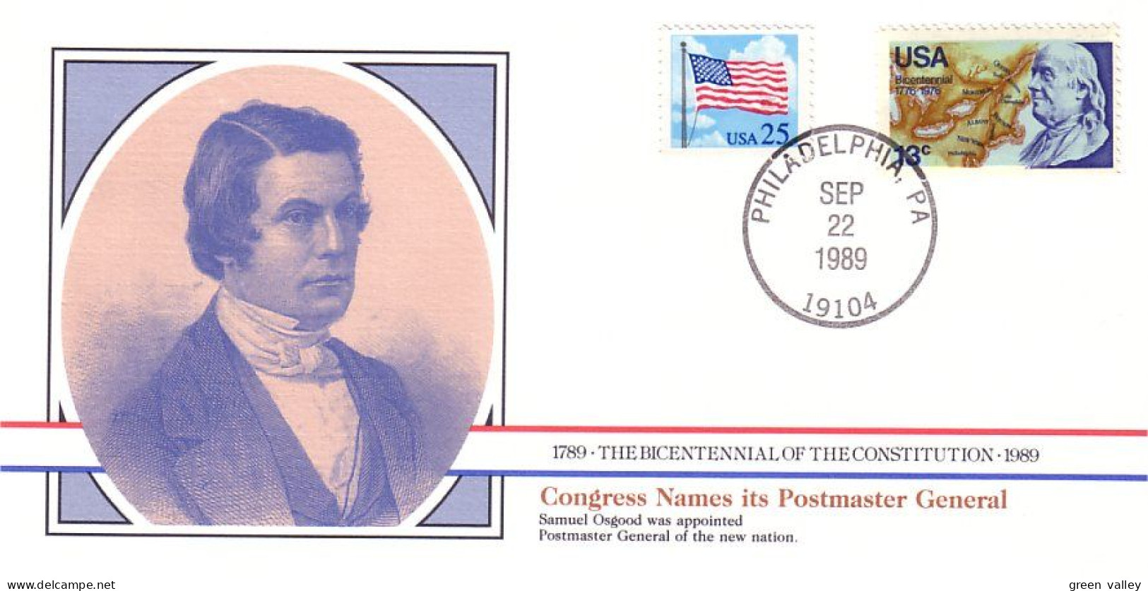 American Constitution Congress Names Postmaster General Sep 22 1789 Cover ( A82 95) - Us Independence