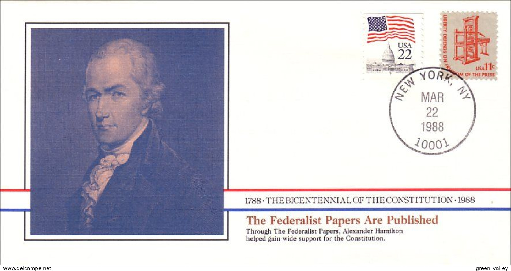 American Constitution Federalist Papers Published Mar 22 1788 Cover ( A82 83) - Indépendance USA