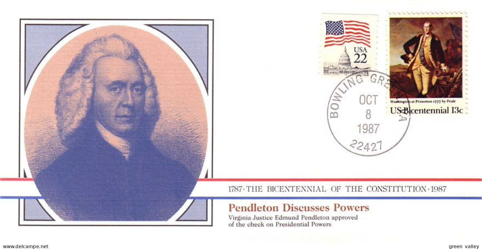 American Constitution Pendleton Discusses Powers Oct 8 1787 Cover ( A82 74) - Indépendance USA