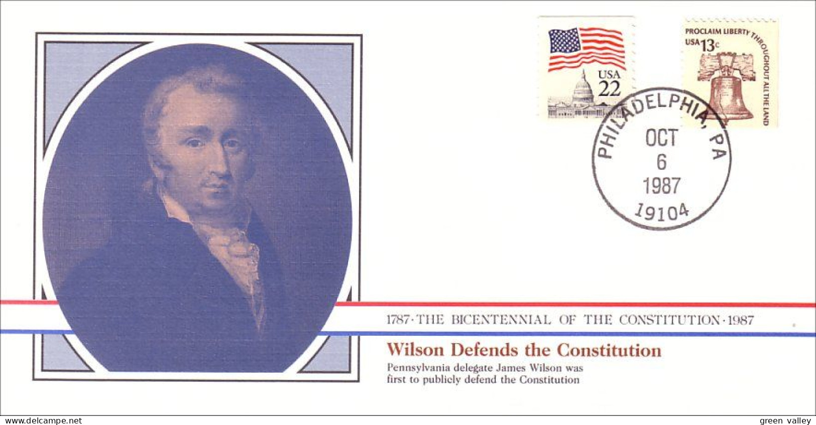 American Constitution Wilson Defends Constitution Oct 6 1787 Cover ( A82 73) - Us Independence