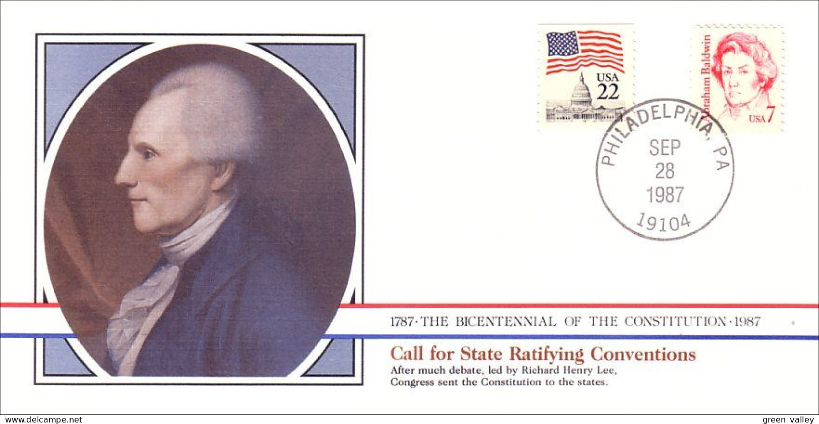 American Constitution Call State Ratifying Conventions Sep 28 1787 Cover ( A82 69) - Us Independence