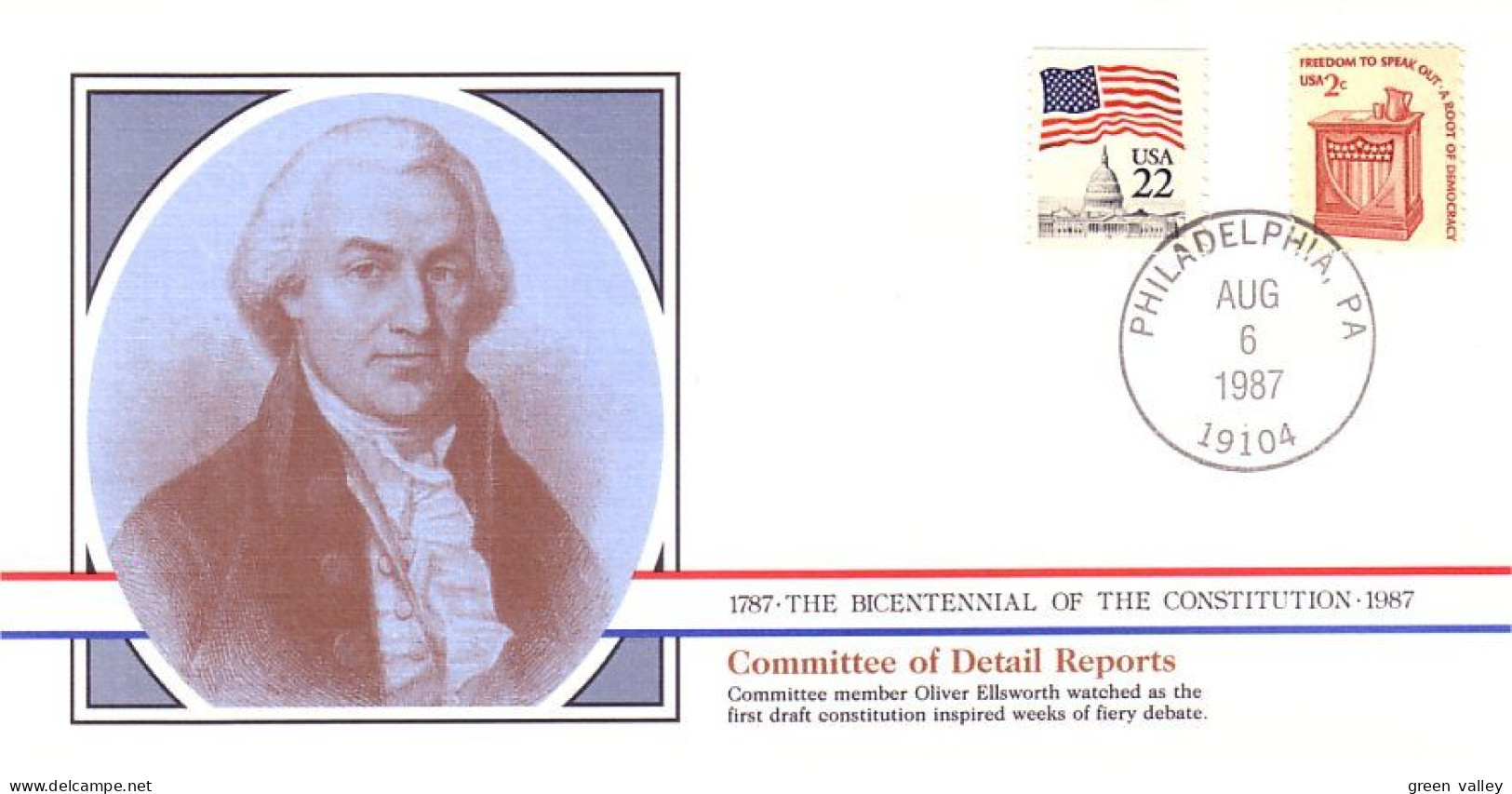 American Constitution Committee Of Details Reports Aug 6 1787 Cover ( A82 57) - Us Independence