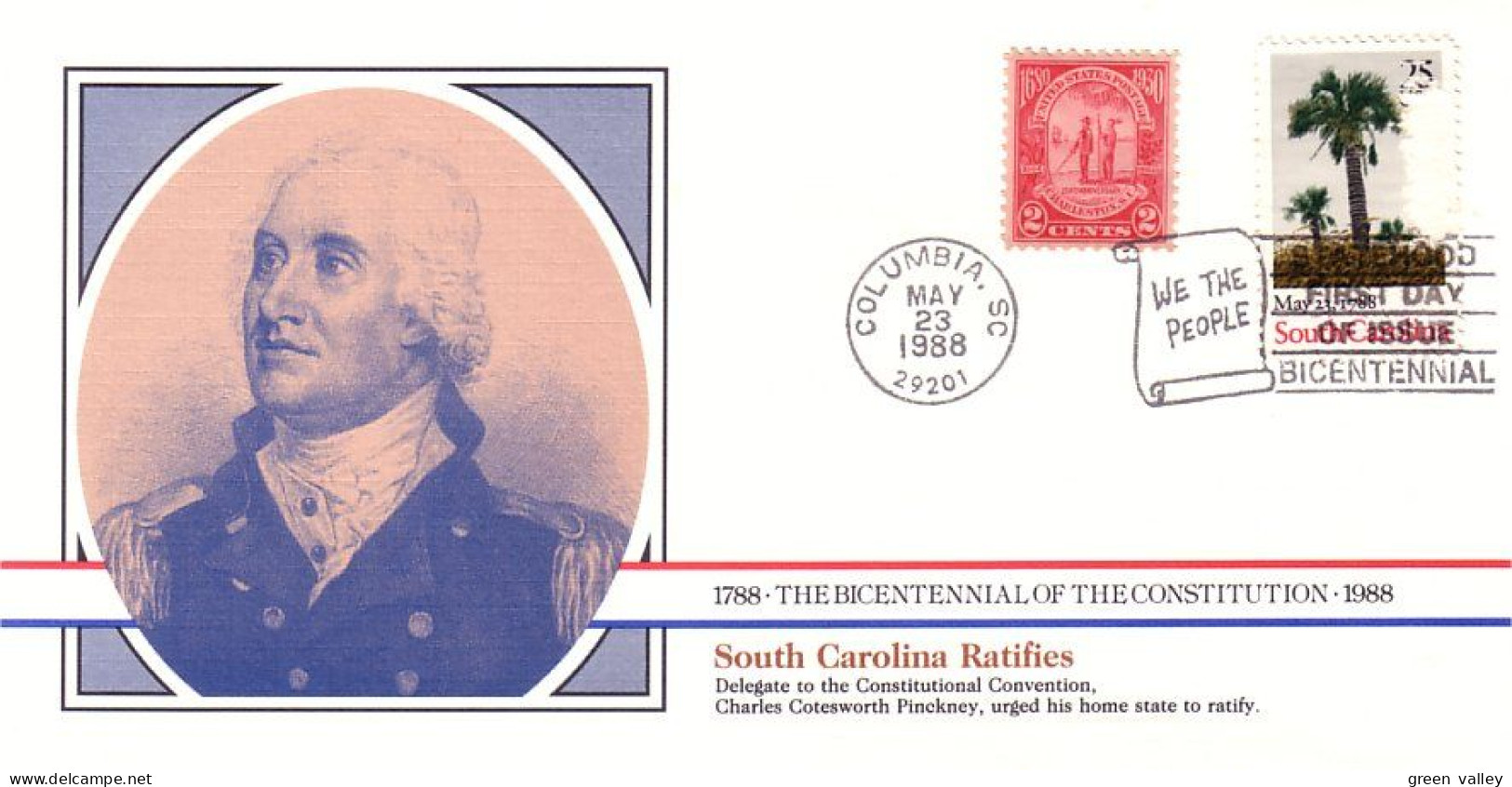 American Constitution South Carolina Ratifies May 23 1788 Cover ( A82 37) - Onafhankelijkheid USA