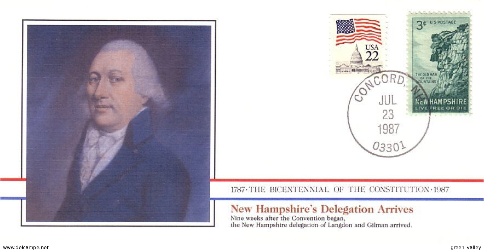 American Constitution New Hampshire's Delegation Arrives Jul 23 1787 Cover ( A82 20) - Indépendance USA