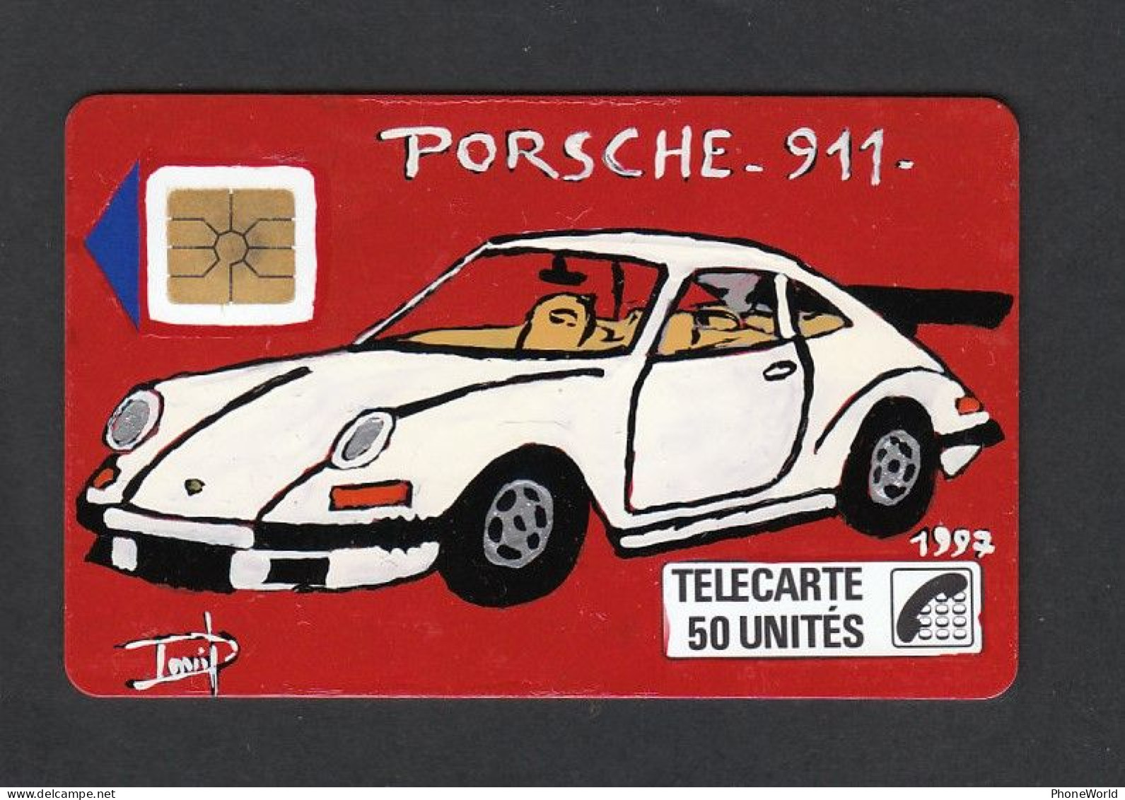France Telecom, Peinture Sur TC!!  Porsche 911,  Exempl Unique!!! Avec Signature. - Variétés