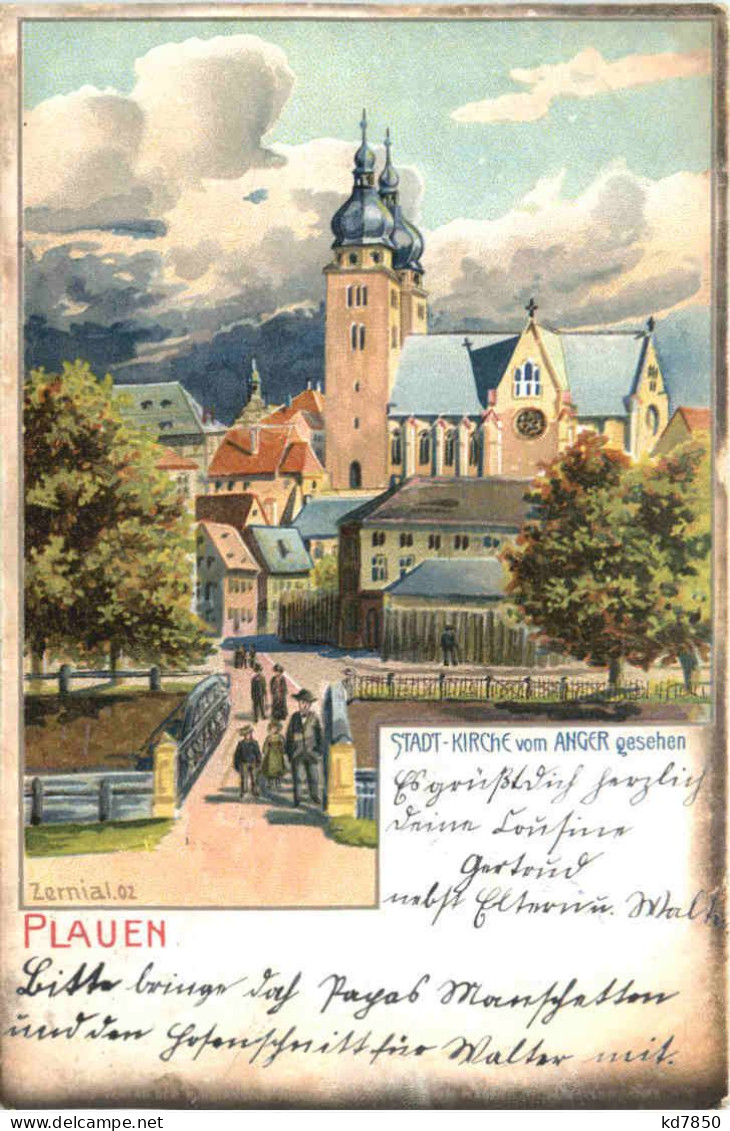 Plauen - Stadt-Kirche - Litho - Plauen